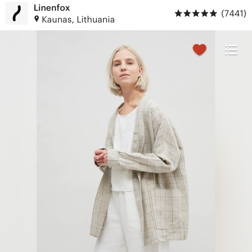 Linenfox Women's Light Gray Checkered Blazer